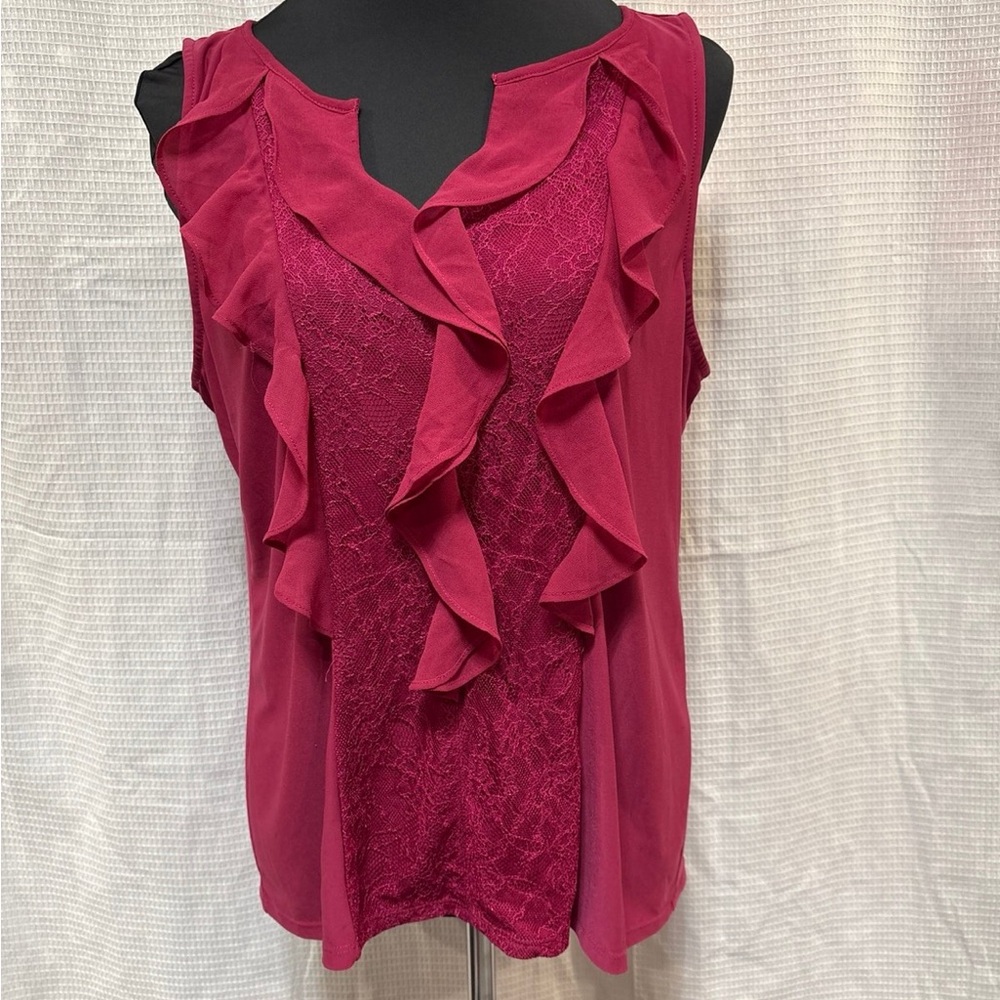 White House Black Market Fuchsia Ruffled Blouse